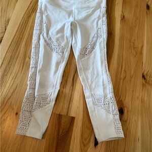 Alo White Leggings with Mesh Accents